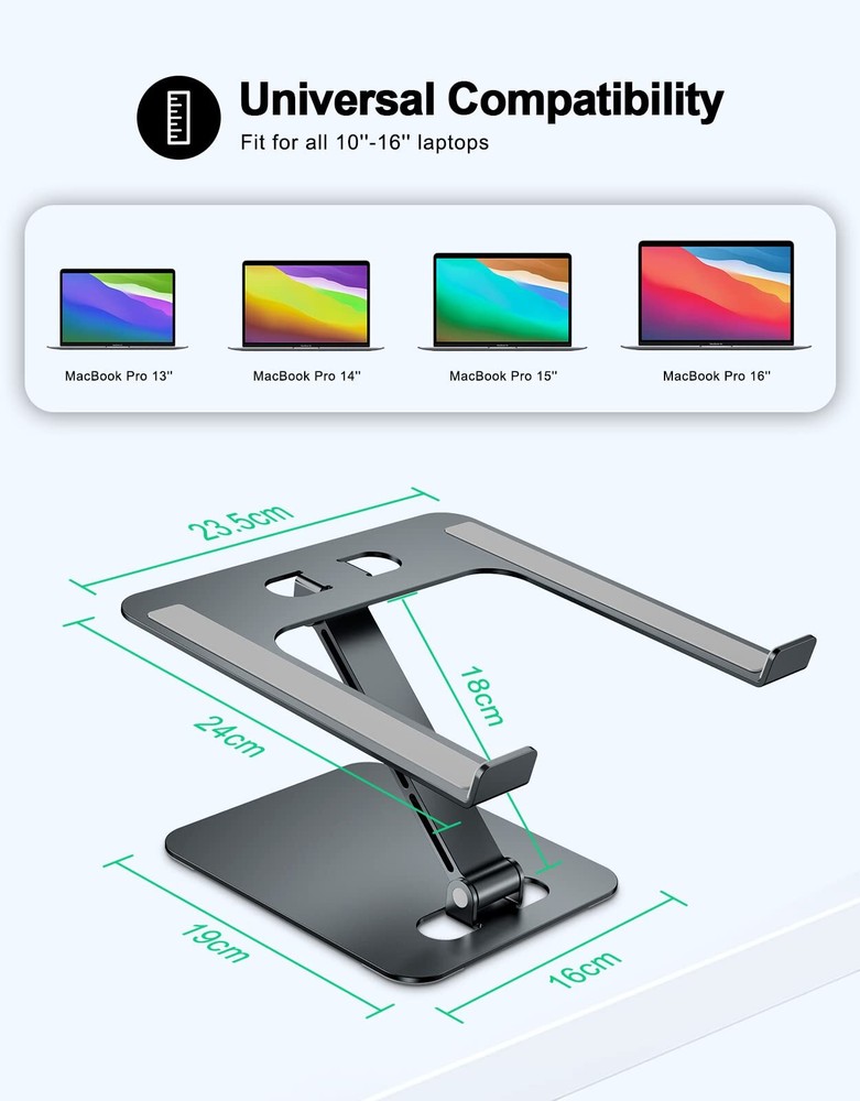 Foldable Laptop Stand, Height Adjustable Ergonomic Computer Stand for Desk, A...