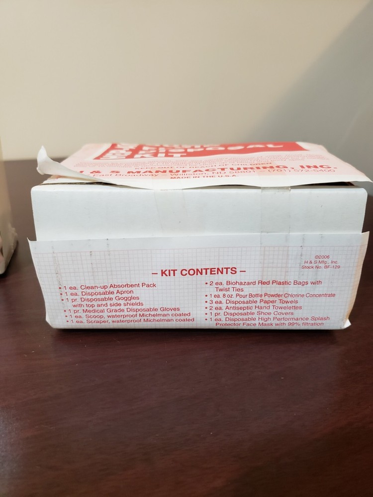 Hep-Aid Bodily Fluid Disposal Kit - 2 pack NEW