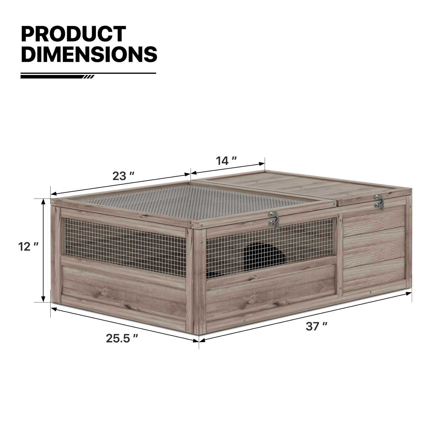 37"x25.5" Filp Up Chicken Coop Hutch Rabbit Pet House Wooden Tortoise Enclosure