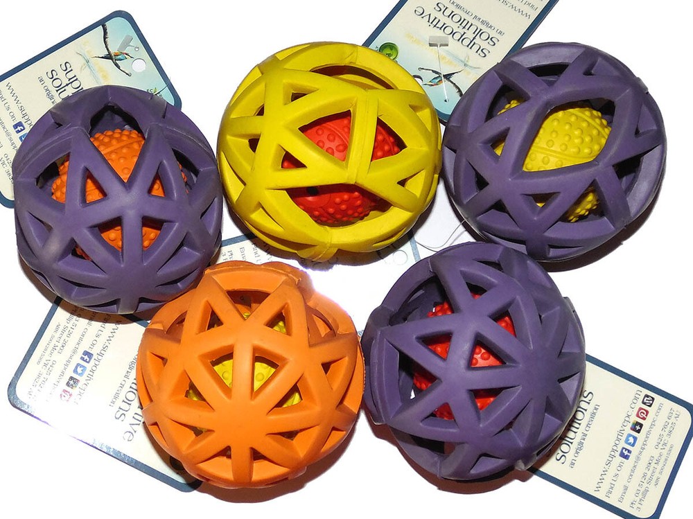 Supportive Solutions Squeaky Combo Puzzle Ball - Two Sizes Rubber Squeaker