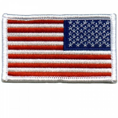Motorcycle Biker Vest Jacket Patch -US Flag White Reverse 3x2" Patch