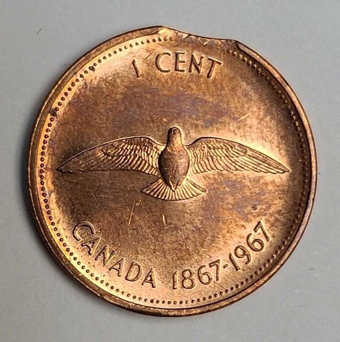 Canada Centennial 1967 Cent Penny Error Clip (Invt1073)
