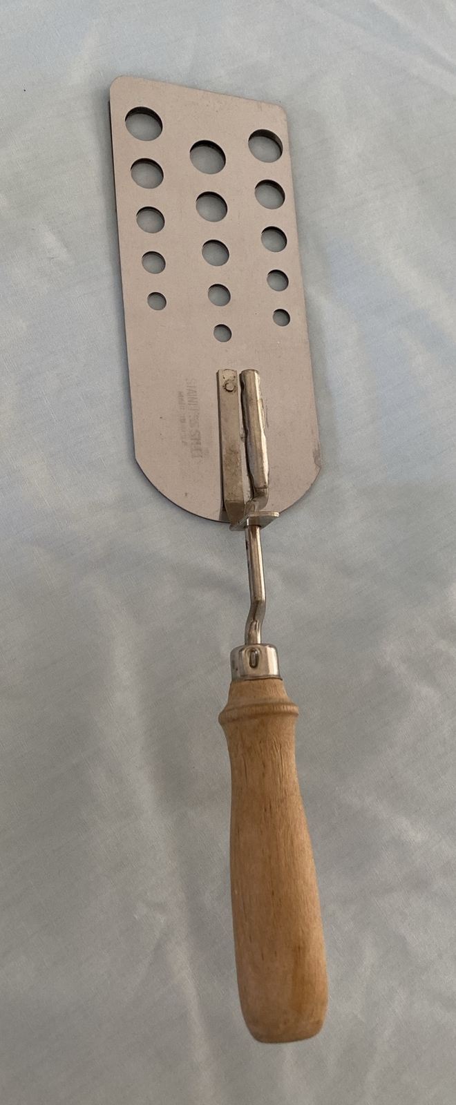 Expandable Metal Spatula Triple 3 Blade Stainless Steel Wood Handle Vintage