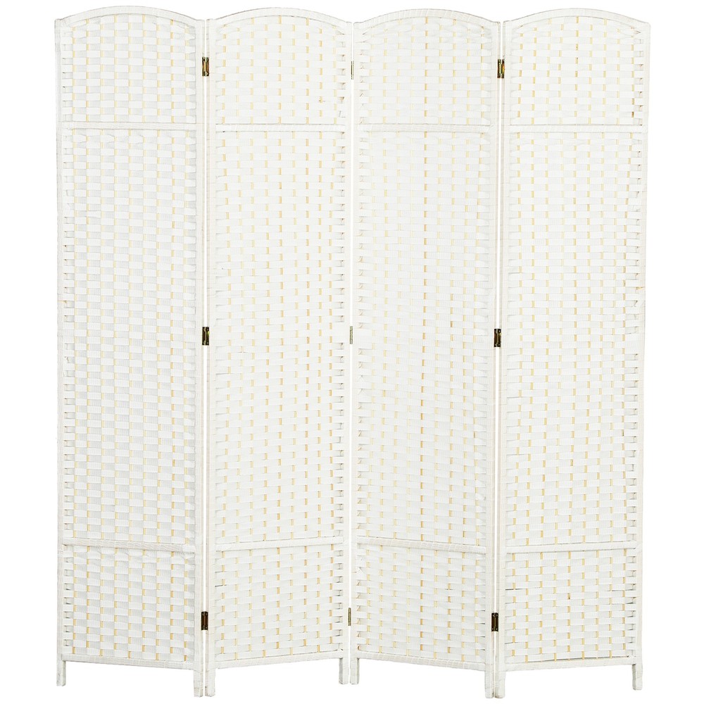 4 Panel Folding Privacy Screen, Freestanding Wall Partition for Home, White