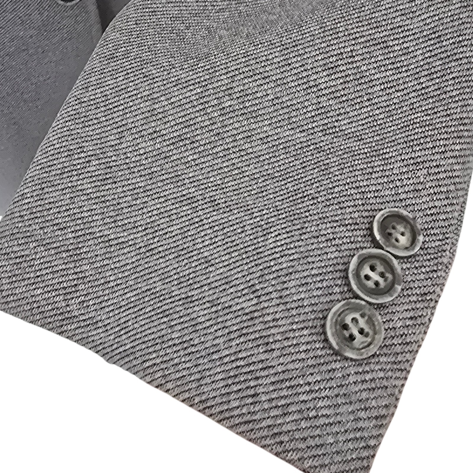 Vintage 1970s Polyester Hopsack Suit 44L 36x33 Flared Leg Wide Lapel