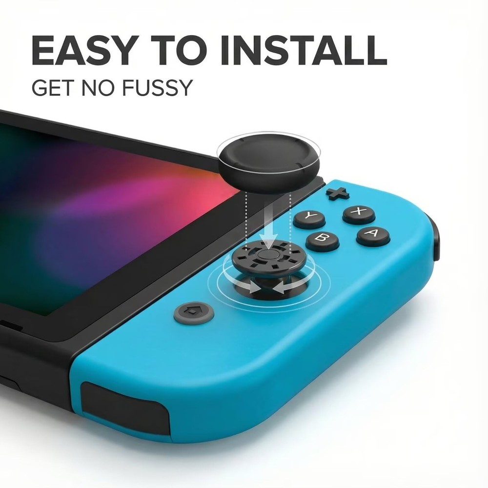 Ferkurn Joystick Replacement Cap Thumb Grip for Switch OLED Joycon & Black