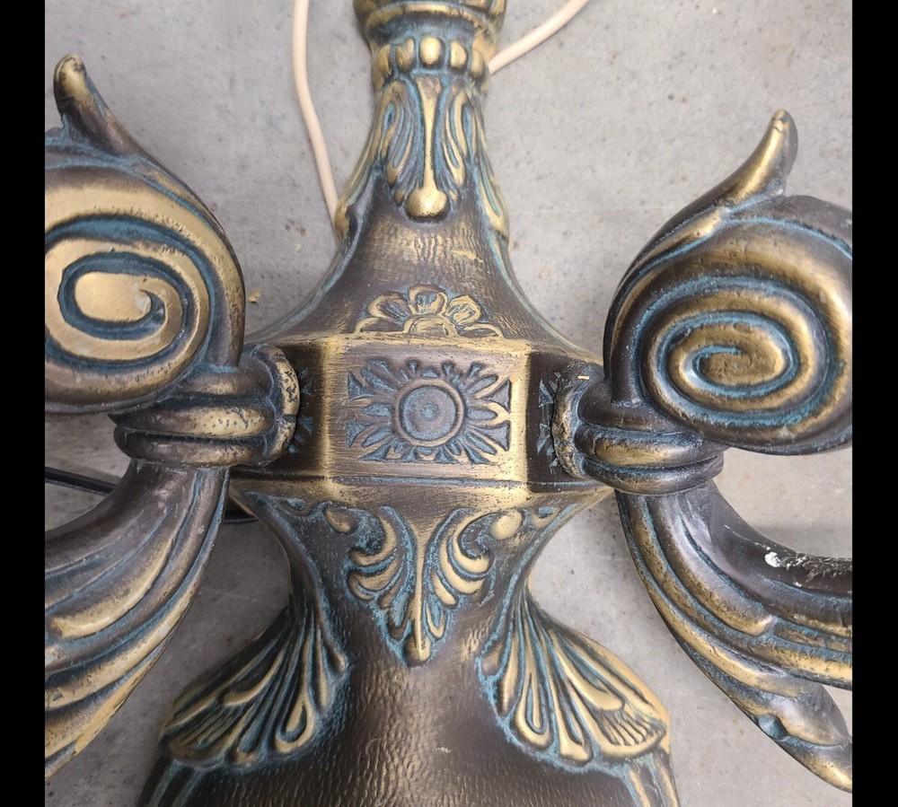 Ornate Antique solid brass double arm wall sconse