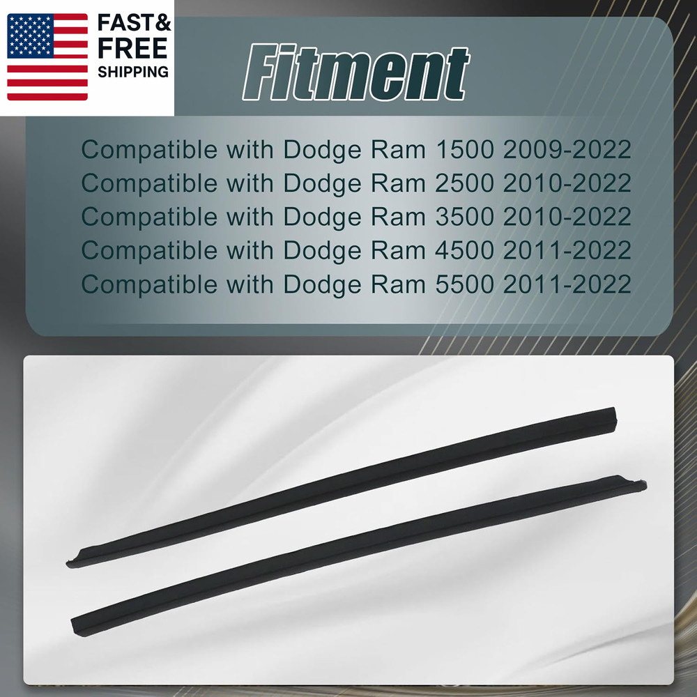 1Pair Front Right&Left Side Windshield Molding Strip Compatible with Dodge Ram 1