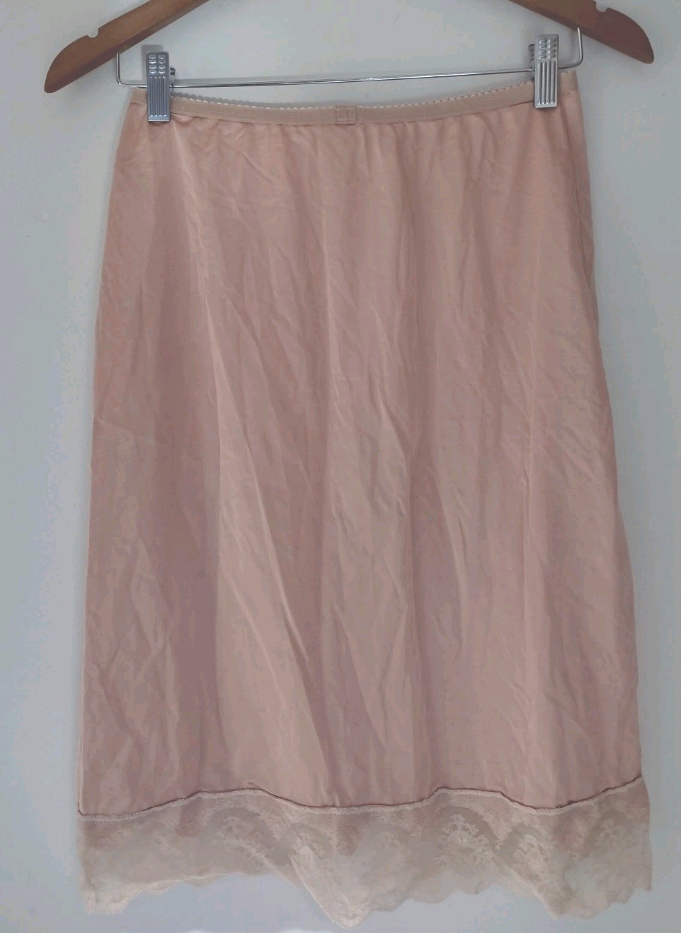 '60s / 70s Vintage Slip Blush Nylon Ecru Lace Shadow Line Sz M USA Made