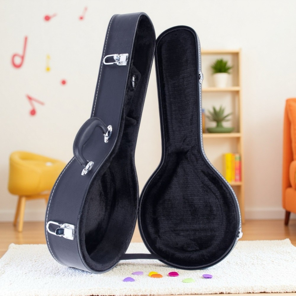 A-Style Mandolin Hardshell Case - Contoured Padded Lockable Black Finish