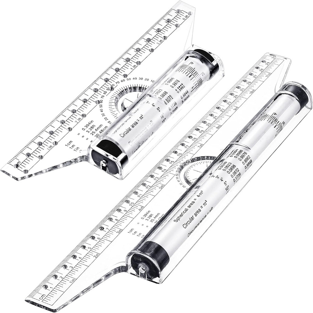 Frienda 2 Pieces Plastic Measuring Rolling Ruler Drawing Parallel Multifunctiona