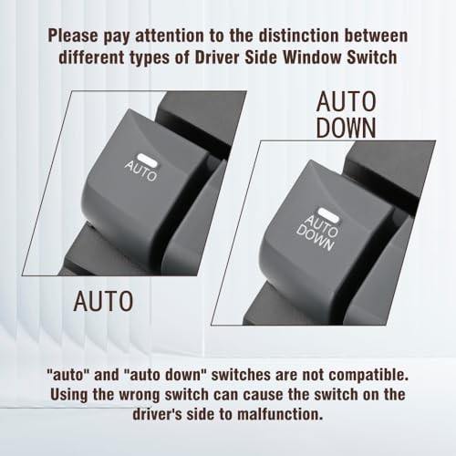 93570-3X031RAS Gray Master Power Window Switch Compatible with AUTO DOWN Grey