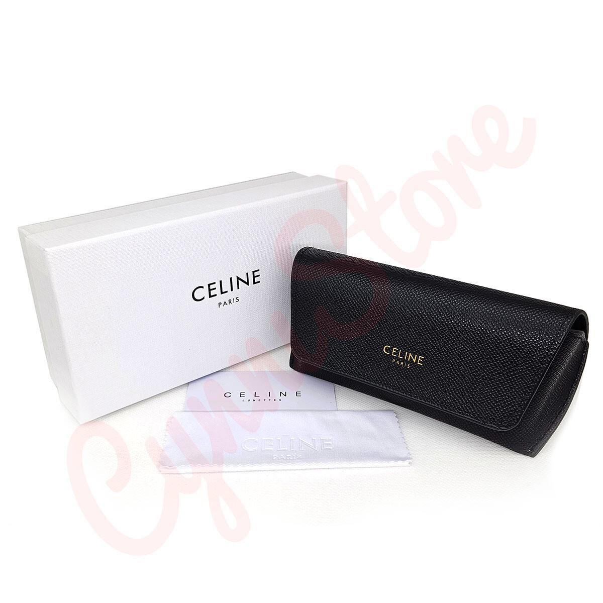 Celine Universal Black Medium Soft Case for Sunglasses & Eyeglasses with Cloth