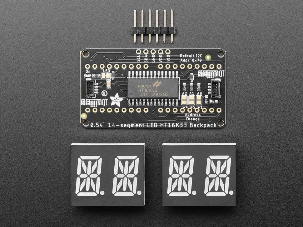 [ Adafruit ] Quad Alphanumeric Display - Yellow 0.54" Digits w/ I2C Backpack