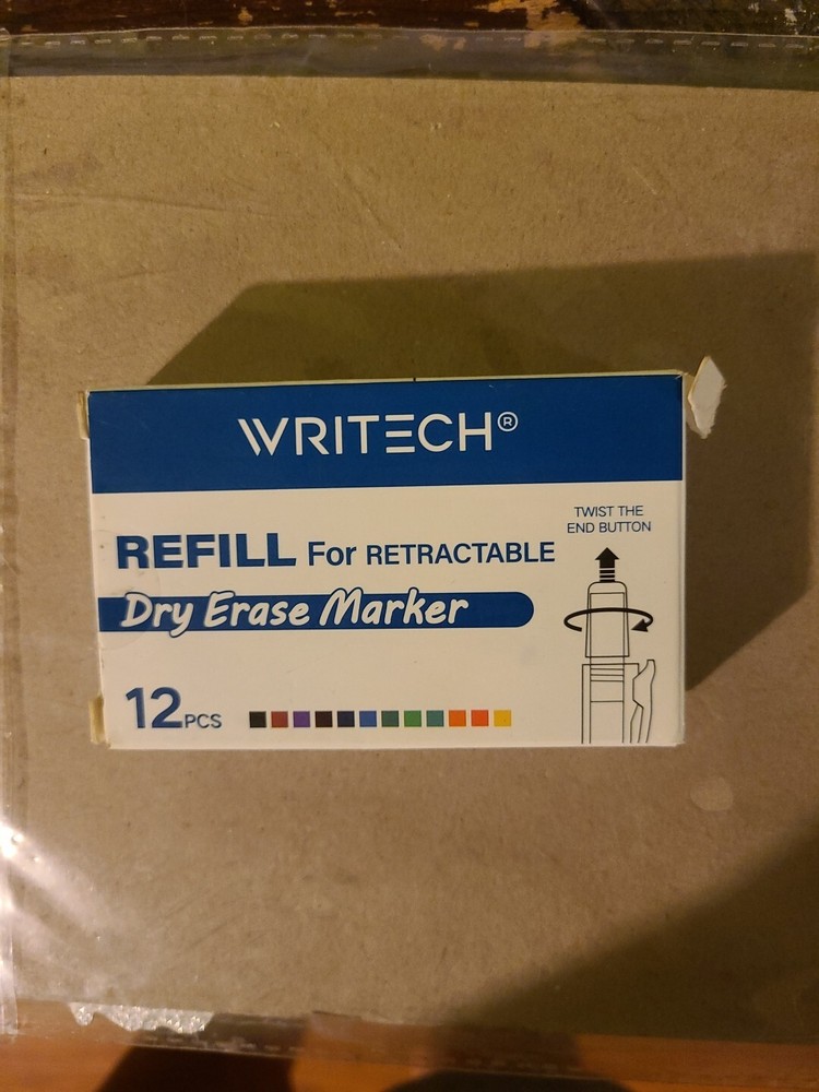 Writech Refill For Retractable Dry Erase Markers- 12 Pcs Assorted Colors