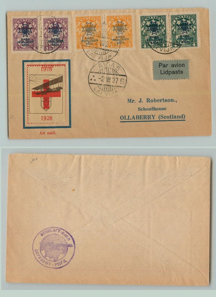 Latvia 🇱🇻 1927 cover used Riga . d9348