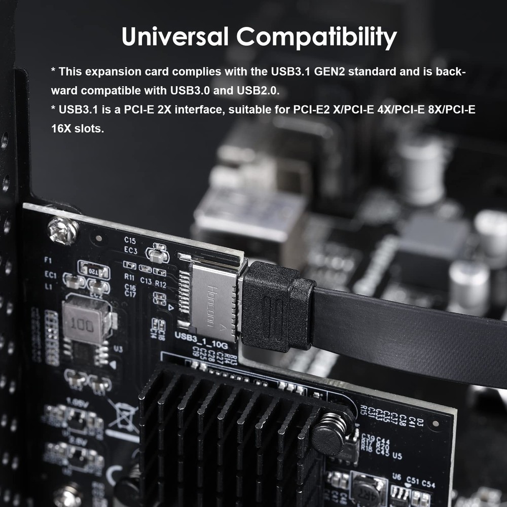 PCI-E 2X to USB3.1 A-Key Gen2 Front Type-C Expansion Card10Gbps Type-E Intern...