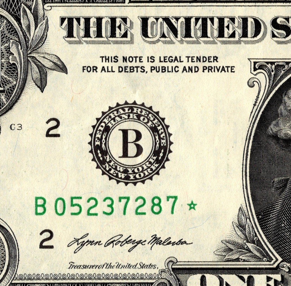 2021 B Star note Fancy Serial Number Regular Run