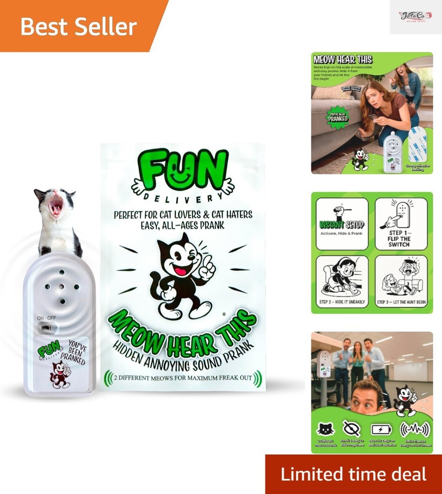 Compact Meowing Cat Prank Device - Randomized Sounds for Endless Laughter