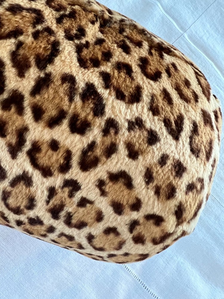 Vintage Muff Leopard Pattern Rabbit Hand Warmer Strap Fur