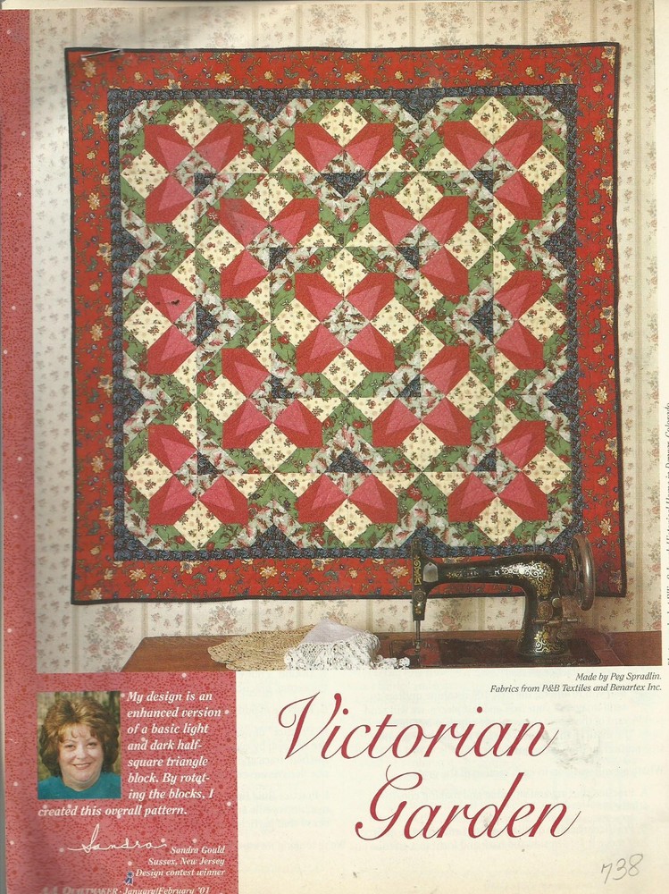 A0190 VICTORIAN GARDEN WALLHANGING QUILT PATTERN/INSTRUCTIONS