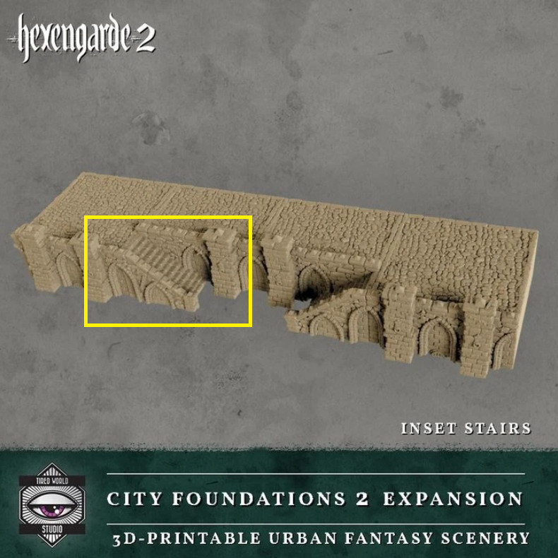 Hexengarde City Foundations INSET STAIRS + RAMPS Mordheim D&D RPG Terrain