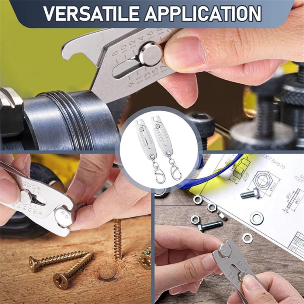 2PCS Portable Thread Gauge Set - Bolt Size Identifier with Keychain Accessory