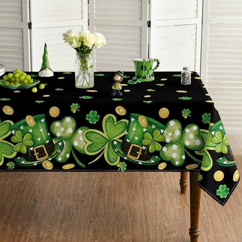 St. Patrick's Day Tablecloth 60×120 Inch, 60" x 120" (Rectangular) Black