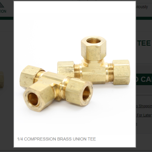 1/4 COMPRESSION BRASS UNION TEE # 64-4