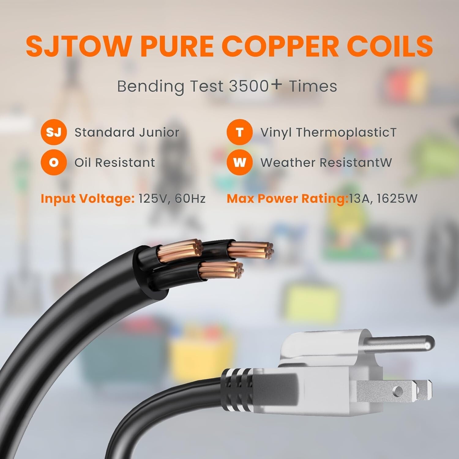 Giraffe Tools Electric Cord Reel Retractable Extension Power Cord 12AWG/3C SJTOW