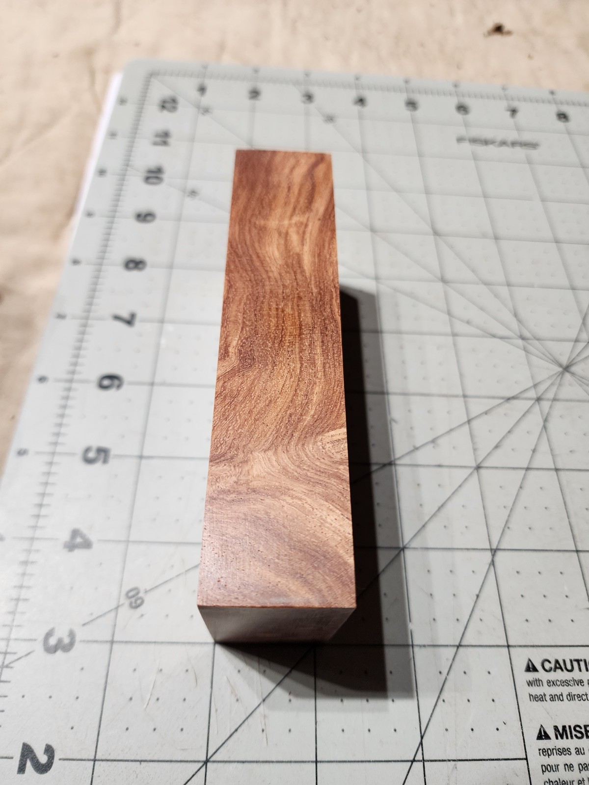 Stabilized Afzelia Burl Knife Blank Block, 5 X 2 X 1"