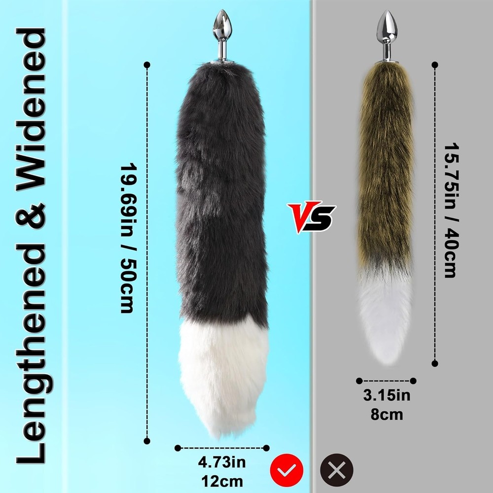 Fox Tail Plug with Detachable Butt Plug, Thickened and Extended Butt Plug Tail F