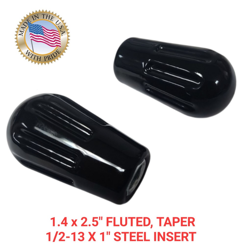 2.5" Fluted Tapered Knobs, 1/2-13 Steel Thread 1.25 Deep. 2 Pack
