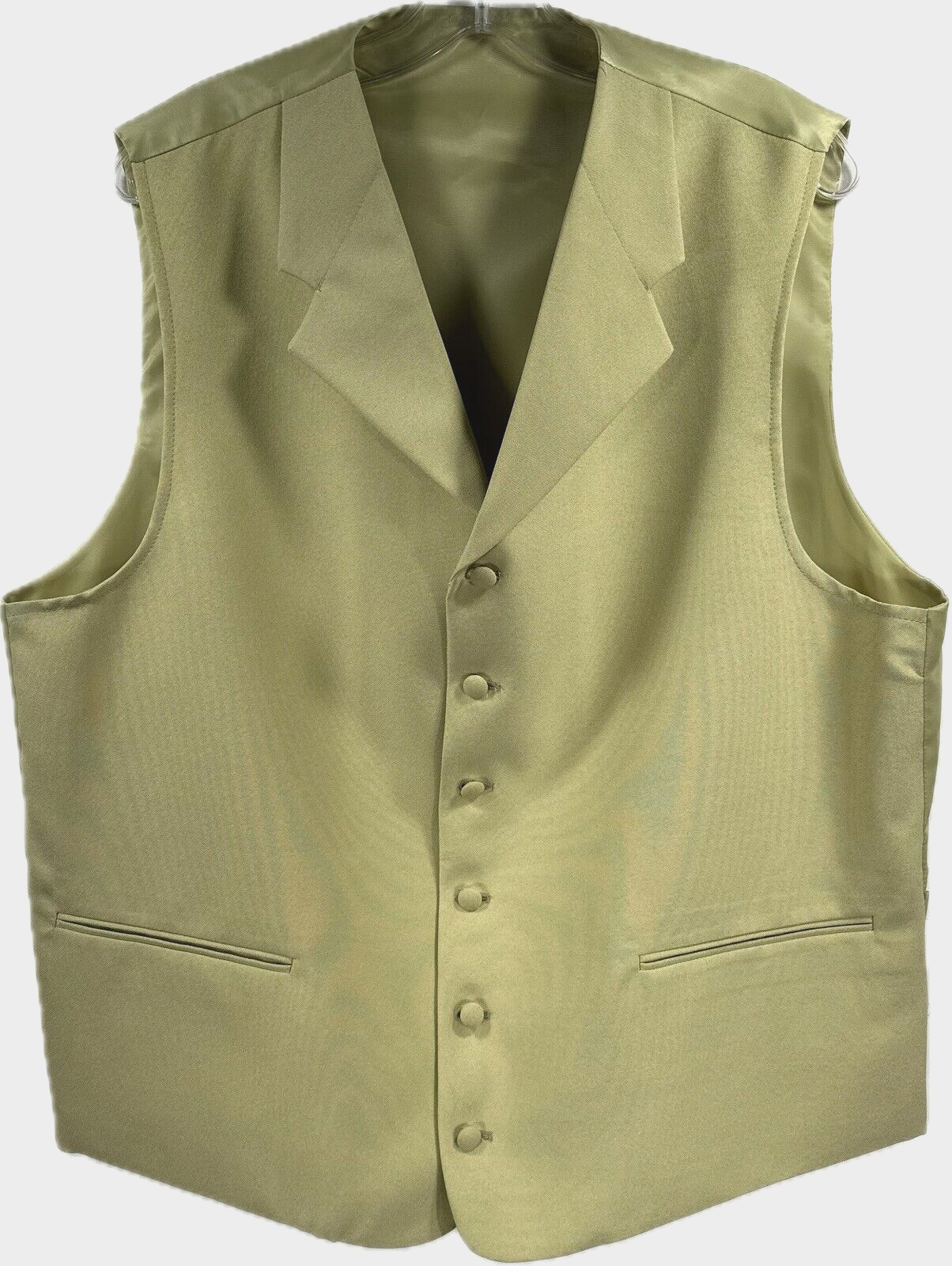 Men's Vest Solid Green 6 Buttons Size 46R Arm Pit to Arm Pit 48"