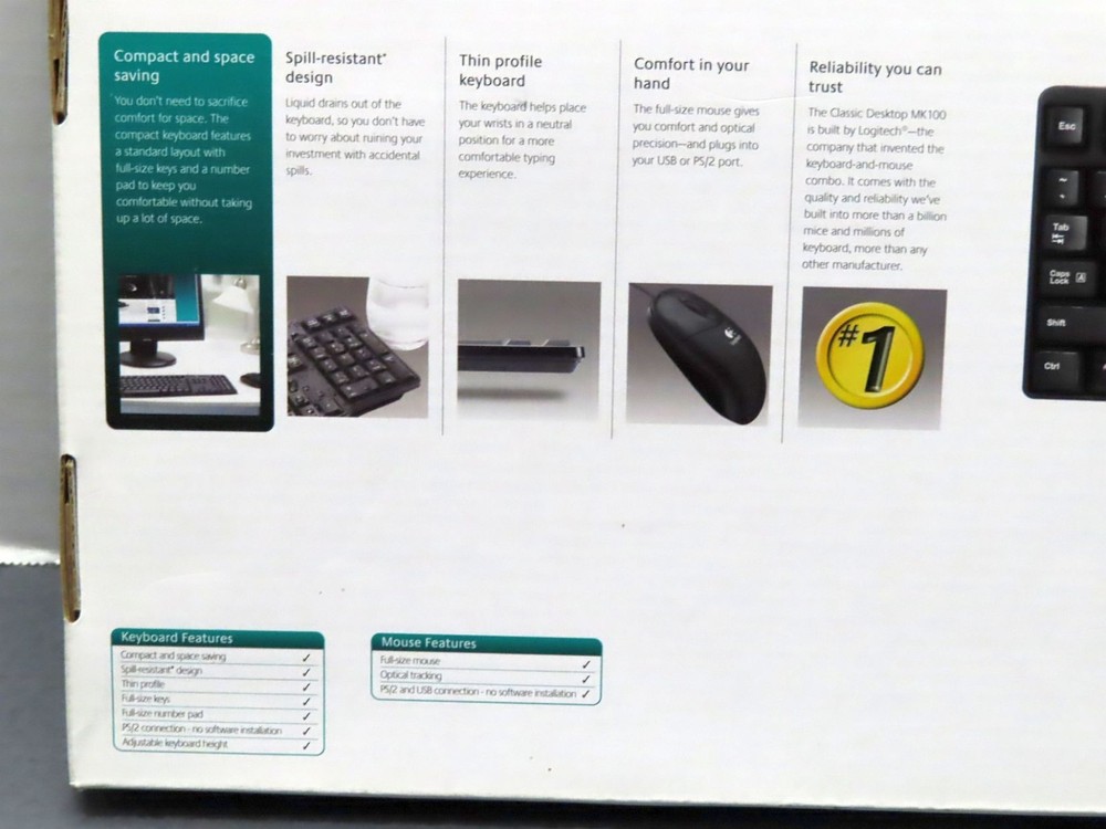 Logitech MK100 Classic Wired Desktop Keyboard + Mouse NEW in Box