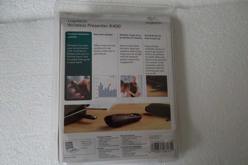 Logitech Wireless Presenter R400 50' Range Receiver Laser Pointer 910-00135 NEW