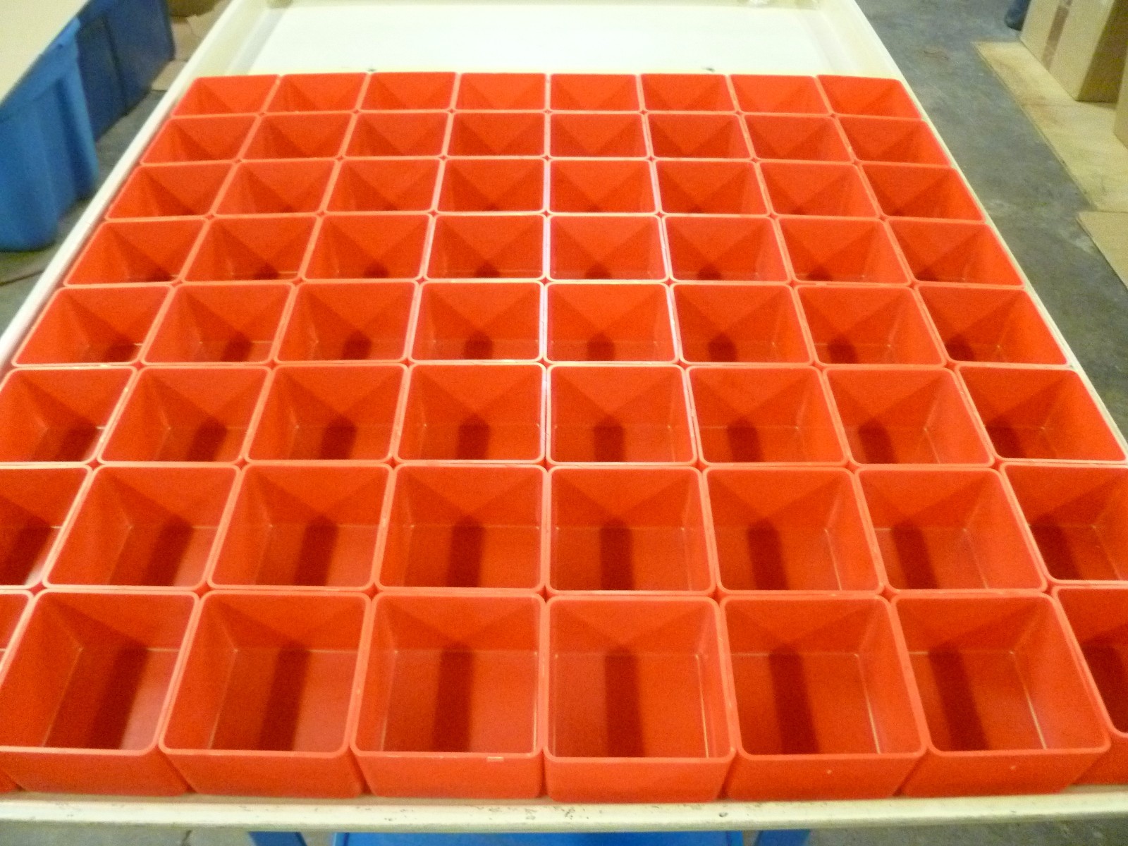 64 3"x3"x2" Red Plastic Boxes for Vertical Lift Storage System Bins Trays Cups
