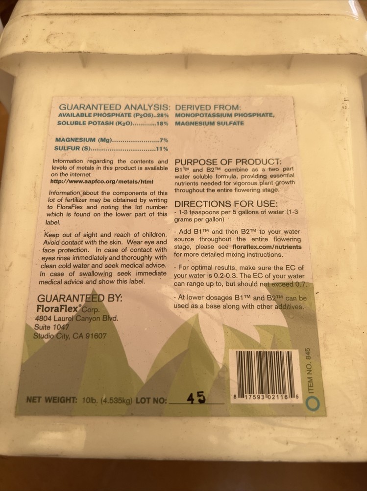 Floraflex Nutrients COMBO NUTRIENTS | BLOOM B1™ | B2™ 10 Lb Each