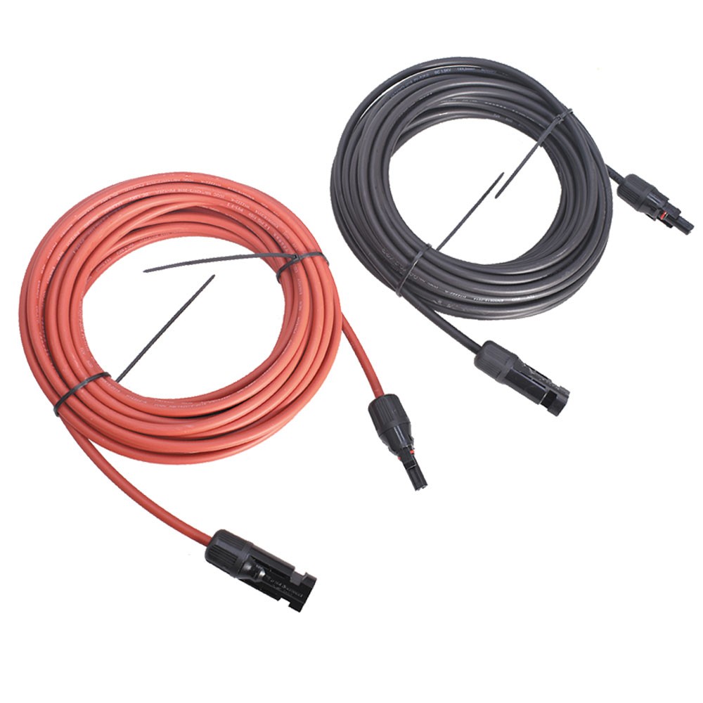 Solar Panel Extension Cable Wire Connector 12AWG 1 Pair 30 FT Black + Red