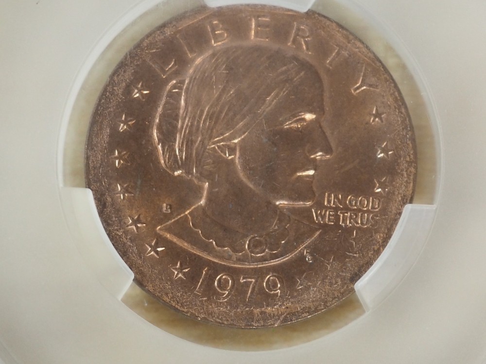 1979D $1 Susan B Anthony Dollar MINT ERROR Missing Clad Layer Obverse CAC MS64RD