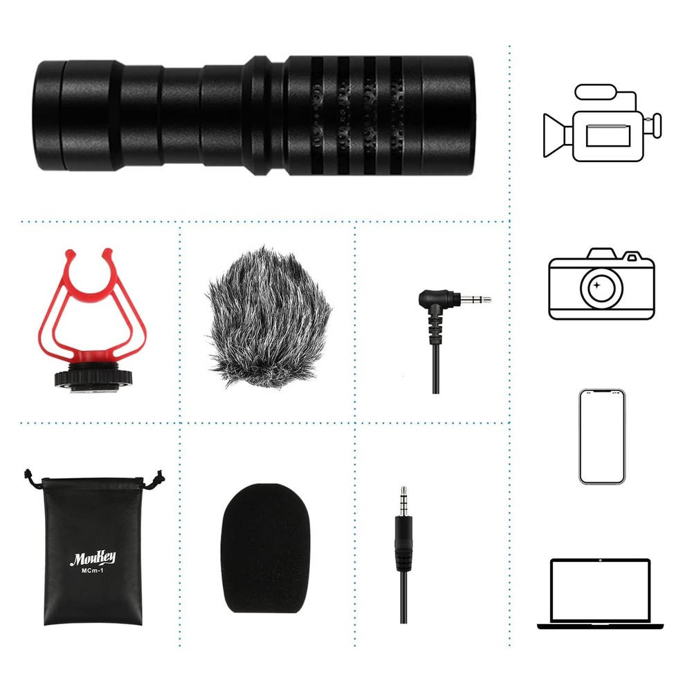 MCM-1 Camera Microphone, Video Mic with Shock Mount and Windshield, Professio...
