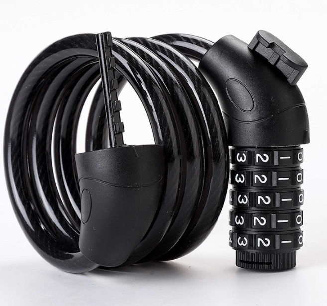 5-Digit Combination Password Bike Lock Cable Bicycle Chain Lock 4Feet Anti Theft