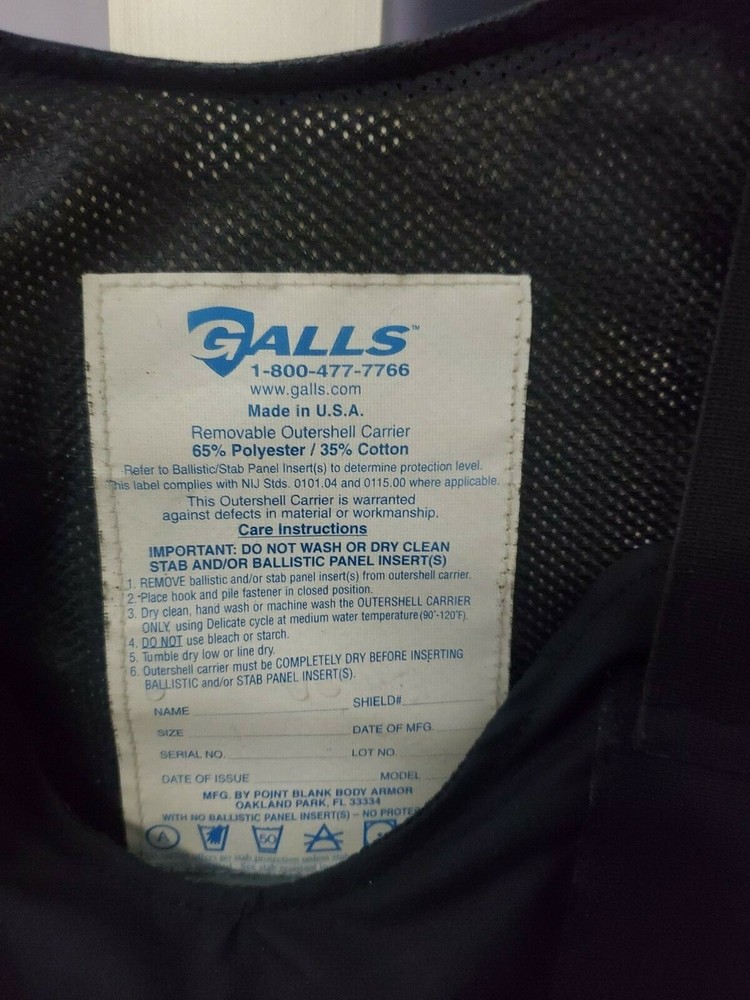 Galls Level II Body Armor LARGE