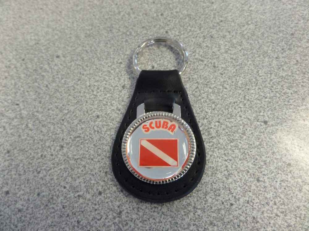 Scuba Flag Leather Key Ring