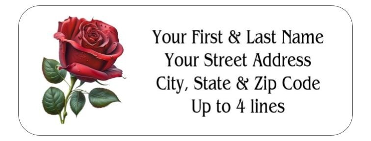 150 Beautiful Red Rose Stem Mailing Return Address Labels Personalized