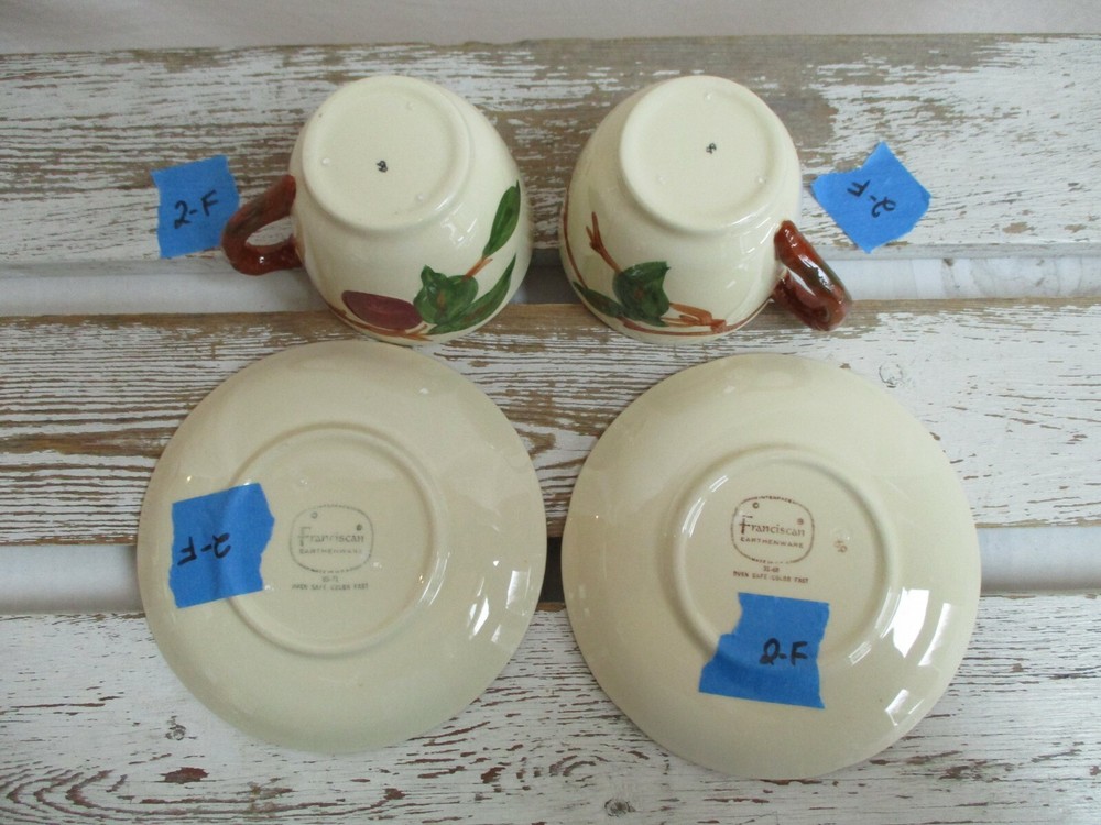(2) Franciscan USA Cups And Saucers Apple Pattern