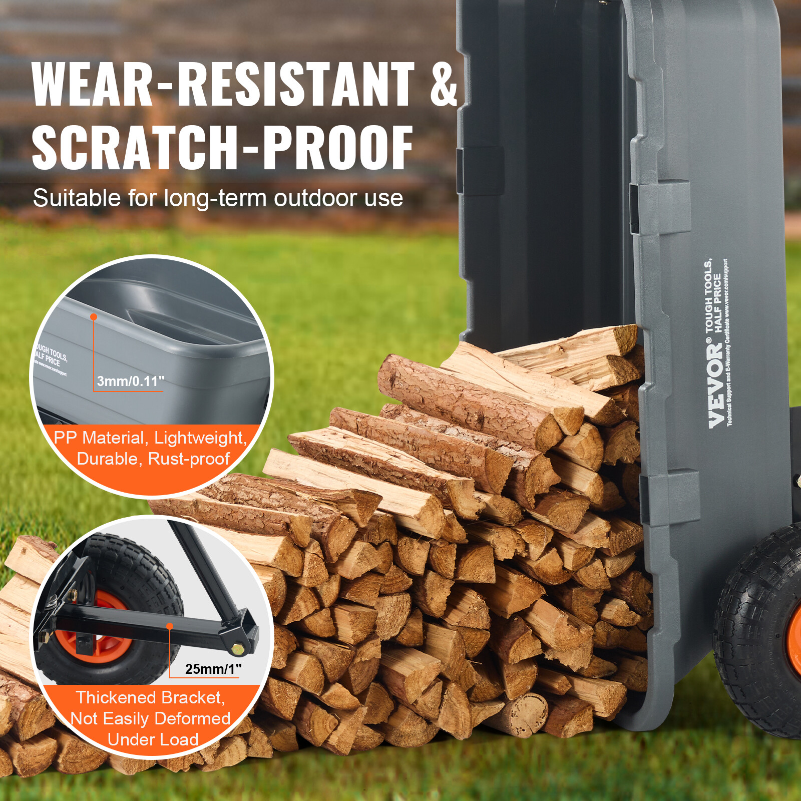 VEVOR Poly Garden Dump Cart Heavy-duty Yard Carts and Wagons 4 cu.ft 600 lbs