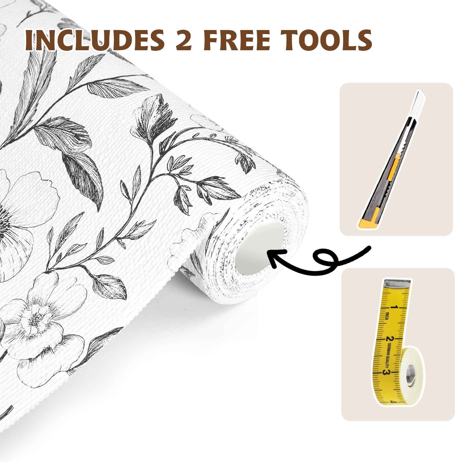 Drawer and Shelf Liner Black Flowers 12in x 20FT, Non Adhesive Anti-Slip Doub...