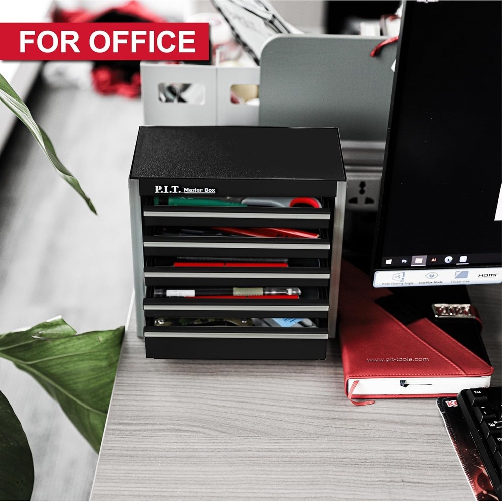 Elegant Black 5-Drawer Tool Case - Lightweight and Versatile Storage Solution