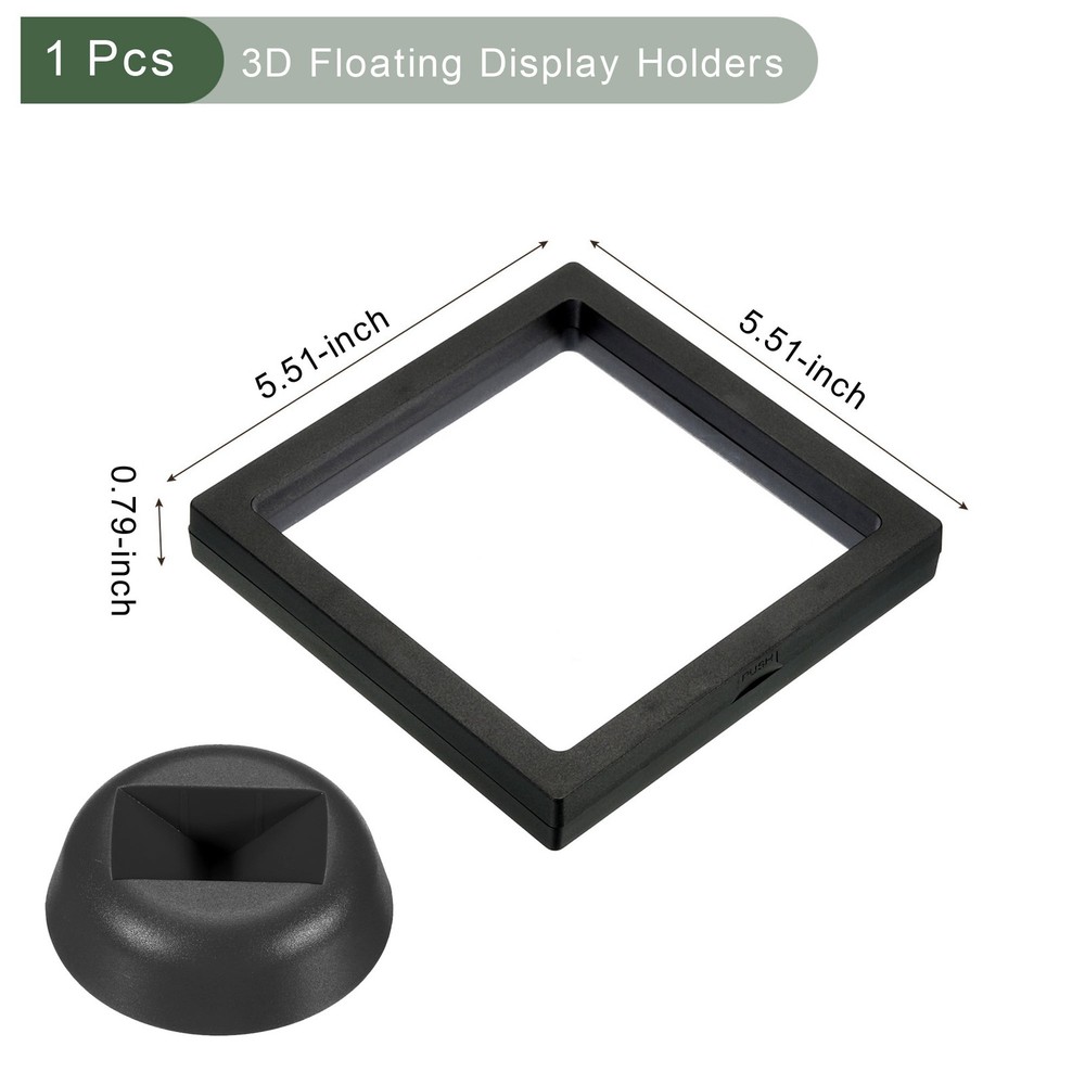 3D Floating Display Case, Coin Display Holder Case(Black, 5.5x5.5″)